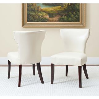 Safavieh Matty Cream Bi cast Leather Side Chairs (set Of 2) (CreamMaterials Leather, woodFinish Espresso Seat height 20Dimensions 37 in. H. x 21 in. W. x 19 in. D. D.Number of boxes this will ship in 1Chairs arrive fully assembledAvoid placing your f