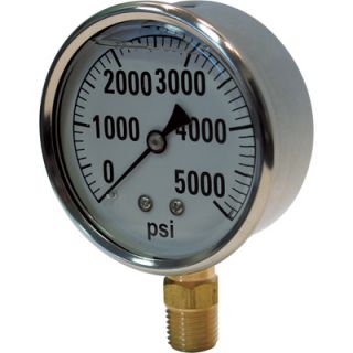 Valley Instrument Hydraulic Pressure Gauge   Liquid Filled, 5000 PSI
