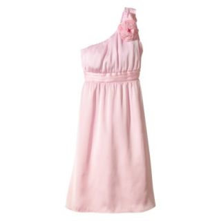 TEVOLIO Womens Satin One Shoulder Rosette Dress   Pink Lemonade   12
