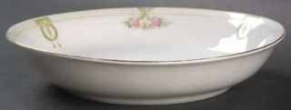 Noritake Mystery #96 Coupe Soup Bowl, Fine China Dinnerware   Green Wreaths,Pink