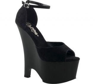 Womens Pleaser Beau 693 Suede   Black Suede/Black Quarter Strap Shoes
