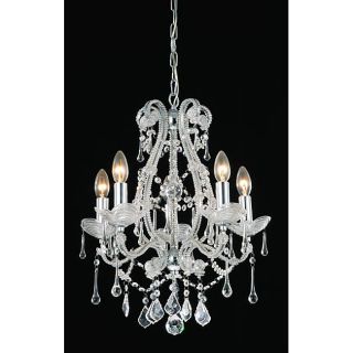 Crystal and iron Five light Chandelier