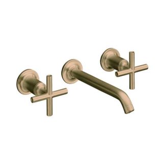 Kohler K t14415 3 bv Vibrant Brushed Bronze Purist Two handle Wall mount Lavatory Faucet Trim With 8 1/4 Spout And Cross Handle
