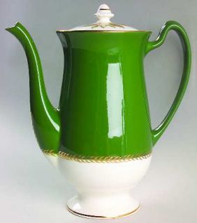 Stetson Duchess Of Greencastle Coffee Pot & Lid, Fine China Dinnerware   Green B