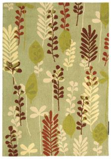 Handmade Ferns Light Green Wool Rug (53 X 83)
