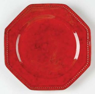 Italy Ity14 Luncheon Plate, Fine China Dinnerware   Red/Brown Marble, Octagonal,