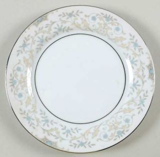 Mikasa Weston Bread & Butter Plate, Fine China Dinnerware   Blue Flowers,Gray Le