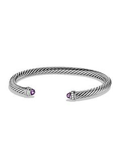 David Yurman Amethyst, Diamond & Sterling Silver Cable Cuff Bracelet   Amethyst