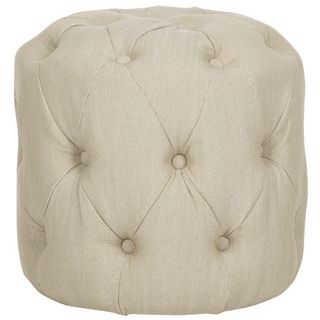 Safavieh Ponzi Beige Ottoman (BeigeMaterials Birch wood and linen fabricSeat dimensions 16.1 inches wide x 16.1 inches deepSeat height 15.7 inchesDimensions 15.7 inches high x 16.1 inches wide x 16.1 inches deepWeight capacity 250 poundsThis product 