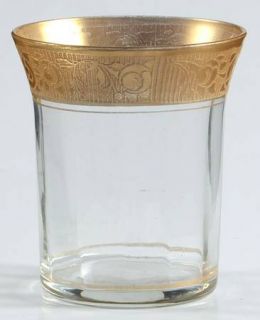 Tiffin Franciscan Rambler Rose Whiskey Glass   Stem #14196, Optic, Gold Encruste