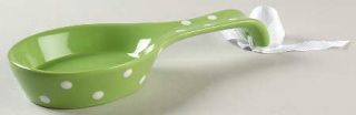 Signature Dots Green Spoon Rest/Holder (Holds 1 Spoon), Fine China Dinnerware  