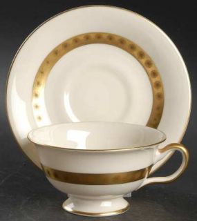 Castleton (USA) Golden Classic Footed Cup & Saucer Set, Fine China Dinnerware  