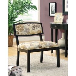 Circular Earthtone Fabric/ Cappuccino Accent Chair