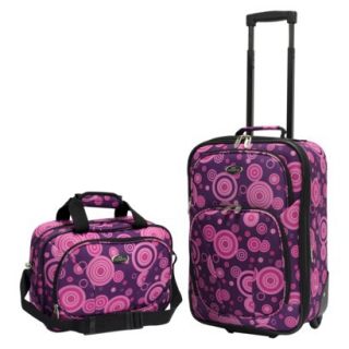 U.S. Traveler 2 Piece Polk Dot Fashion Carry On Luggage Set (Purple)