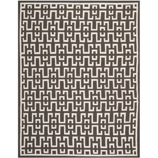 Handwoven Moroccan Dhurrie Traditional Chocolate brown Wool Rug (5 X 8)