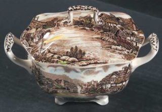 Johnson Brothers Olde English Countryside Brown/Multiclr Sugar Bowl & Lid, Fine