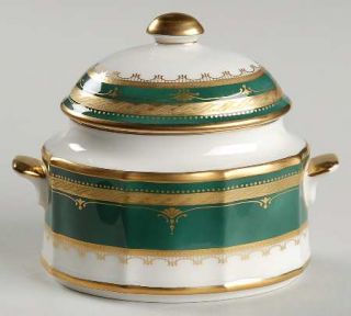 Noritake Solemn Emerald Sugar Bowl & Lid, Fine China Dinnerware   Baroque, Dark