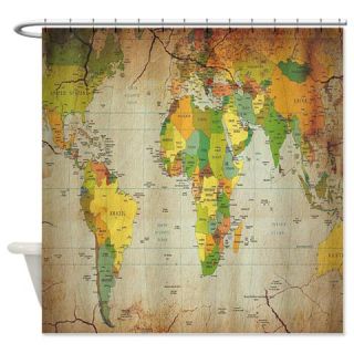  Vintage World Map Shower Curtain  Use code FREECART at Checkout