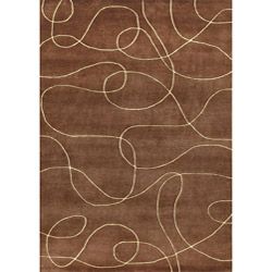 Handmade Brown New Zeland Blend Wool Rug (8 X 10)