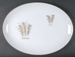 Fukagawa Gold Bamboo 16 Oval Serving Platter, Fine China Dinnerware   Arita, Go