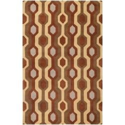 Hand tufted Brown Contemporary Bamra Wool Geometric Rug (10 X 14)