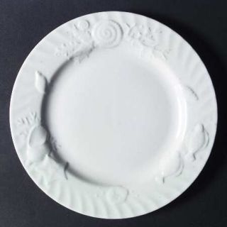 Studio Nova Coral Sea White Dinner Plate, Fine China Dinnerware   All White, Emb