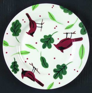 Studio Nova Holiday Cardinal Salad Plate, Fine China Dinnerware   Red&Green Band