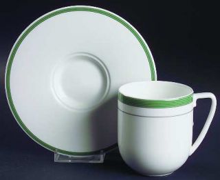 Wedgwood Aspen Flat Cup & Saucer Set, Fine China Dinnerware   Vera Wang, Green B
