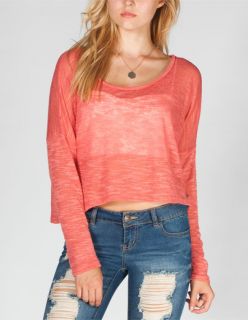 Drop Shoulder Womens Crop Top Coral In Sizes Small, Large, X Small, M