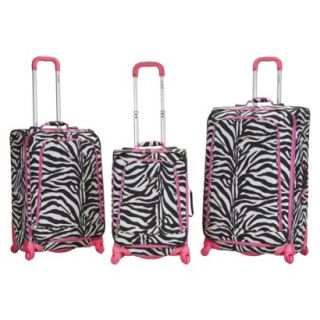 Rockland Fusion 3 pc. Expandable Spinner Luggage Set   Pink Zebra