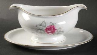 Rosenthal   Continental Gray Dawn Gold Gravy Boat with Attached Underplate, Fine