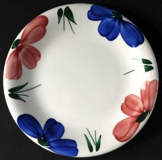 Furio Jewflora Salad Plate, Fine China Dinnerware   Blue & Pink Flowers On Edge,