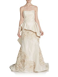 Lexington Strapless Silk Bridal Gown   Cafe