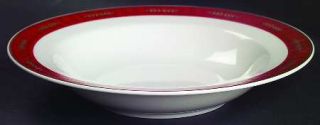American Atelier Santa Toile Large Rim Soup Bowl, Fine China Dinnerware   Red Ba