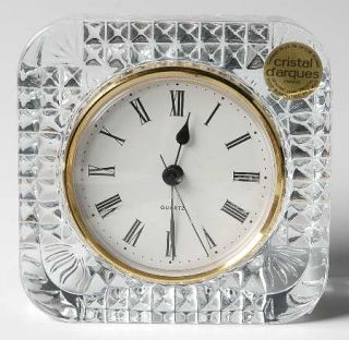 Cristal DArques Durand Longchamp Square Quartz Clock   Clear, Cut