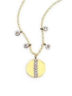 Meira T Diamond & 14K Yellow Gold Disc Pendant Necklace   No Color