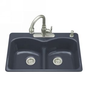 Kohler K 6626 3 52 LANGLADE Langlade Smart Divide Kitchen Sink  3 Hole Faucet Dr