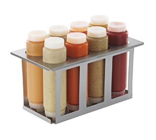 Server Products Squeeze Bottle Holder Set w/ 8 Bottles, Lids, Open Frame, Stainless