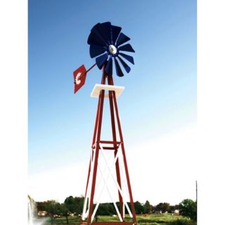 Decorative Red White and Blue Powder Coated Metal Backyard Windmill   BYW0060