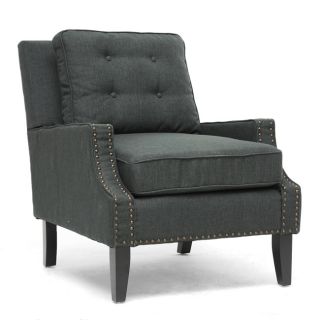 Baxton Studio Norwich Dark Gray Linen Lounge Chair