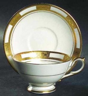 John Aynsley Empress White (Smooth) Footed Cup & Saucer Set, Fine China Dinnerwa