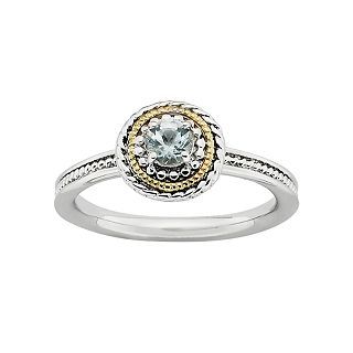 ONLINE ONLY   Two Tone Genuine Aquamarine Ring, White, Womens