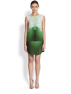 Peter Pilotto Printed Silk Shift Dress   Orchid Beam Green