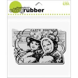 Stampendous Christmas Postcard Pair Cling Rubber Stamp
