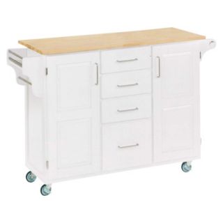 Kitchen Cart Cart With Wood Top   White (Large)