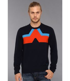 Original Penguin L/S Crew Neck Sweater w/ Chevron Pattern Mens Sweater (Blue)