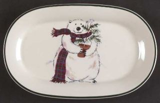 Pfaltzgraff Snow Bear Oval Dessert Plate, Fine China Dinnerware   White Bear W/S
