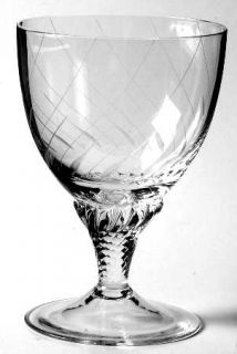 Unknown Crystal Unk182 Wine Glass   Gray Cut Swirls, Twisted Stem