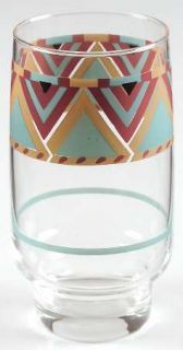 Sango Zuni 12 Oz Glassware Tumbler, Fine China Dinnerware   Tan/Turquoise/Coral