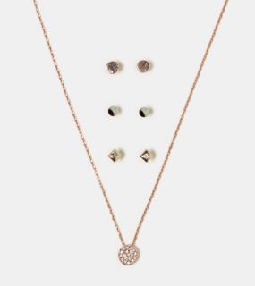 Mixed Metal AEO Necklace & Stud Set, Womens One Size